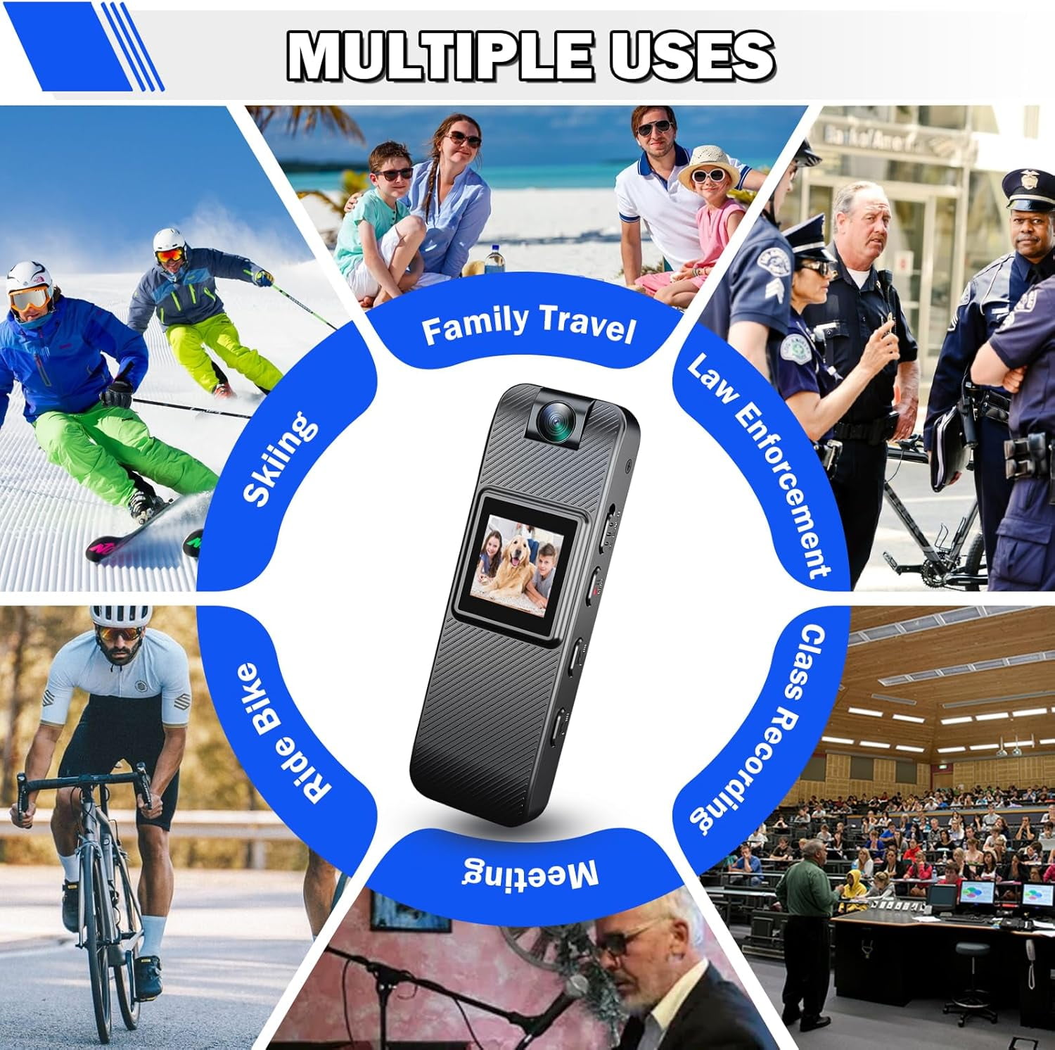 UDH Mini Body Cam with Screen, Body Camera, Action Camera, Clip-on Video Recorder, Small Video Camera Built-in Battery, Invisible Camera Recorder, with Night Vision Function