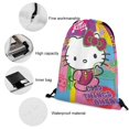 thumbnail image 2 of Hello Kitty Drawstring Backpack Water Resistant String Bag Sackpack Cinch for Sports, Gym, Travel, Swimming, Yoga, Beach, 2 of 7
