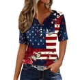 thumbnail image 2 of Homenesgenics 4th of July Womens Tops Plus Size 4x 5x Fourth of July Button-Down Short-Sleeve V-Neck Summer T-Shirts Independence Day Printed Tee Multicolor XL, 2 of 9