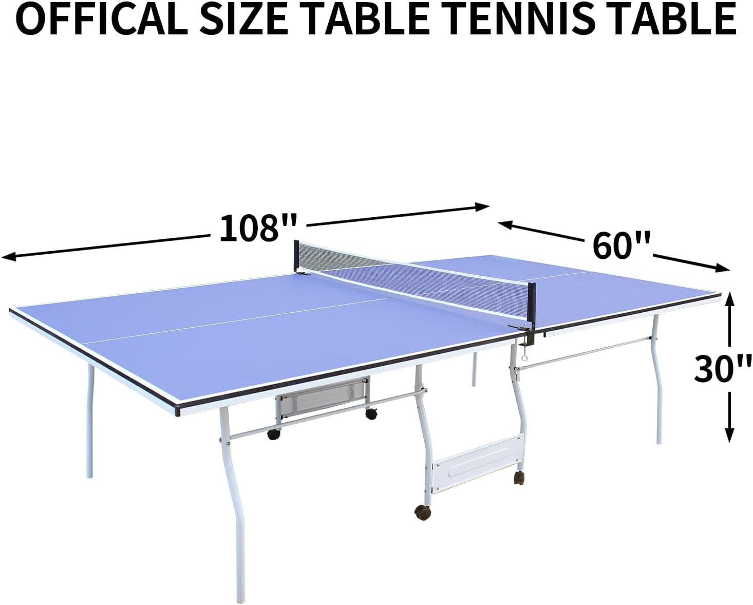 HooKung 9ft Mid-Size Table Tennis Table, Foldable Ping Pong Table sets, 0.5'' Thick for Indoor with Net, 2 Table Tennis Paddles and 3 Balls