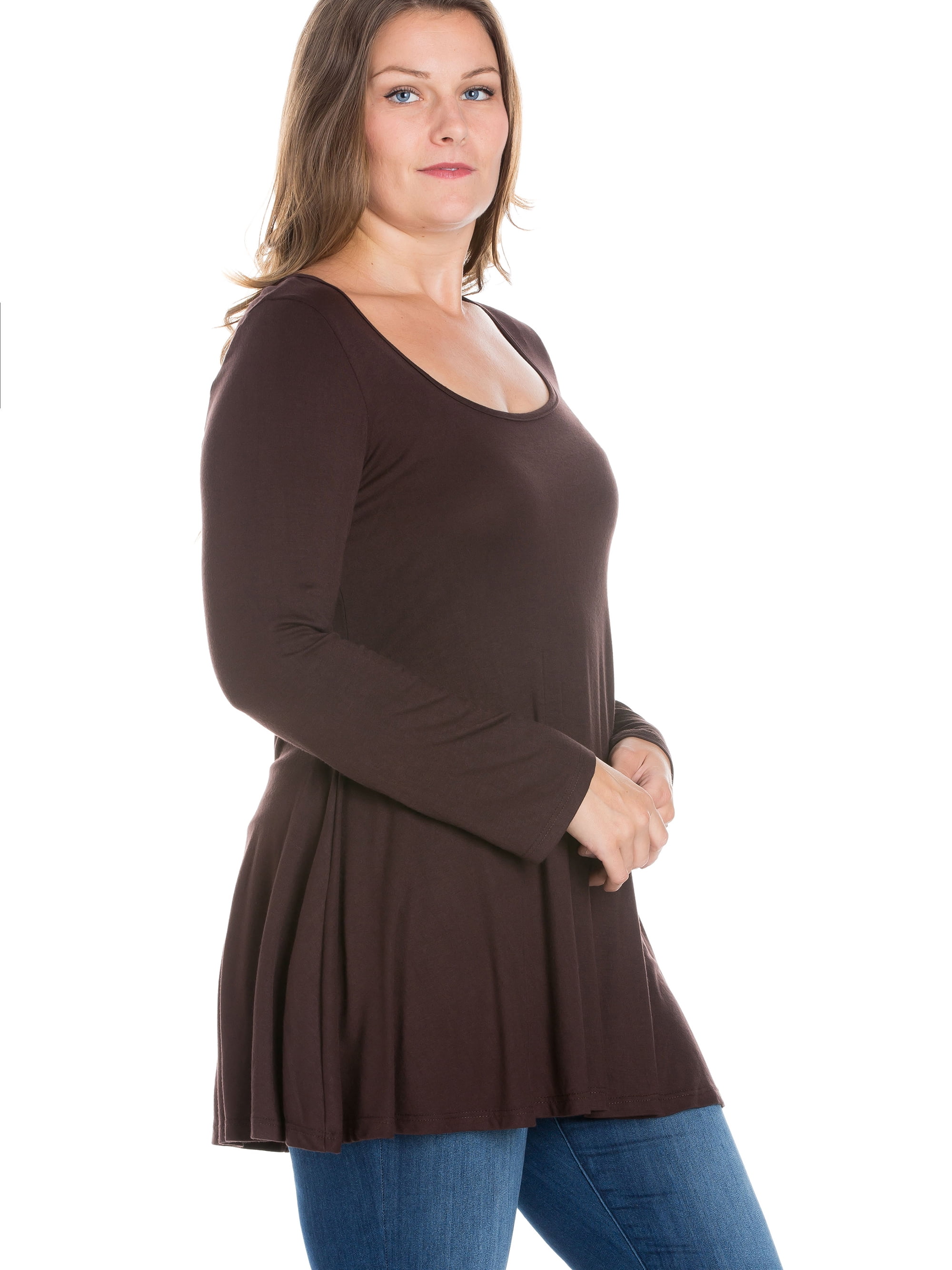 24seven Comfort Apparel Long Sleeve Swing Plus Size Tunic Top