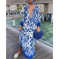 thumbnail image 4 of Robes Élégantes pour Femmes 2023 Été Décontracté Mode Imprimé Col en V Ample Rétro Confortable Robe Maxi Robe Femme P-TTTG QZX, 4 of 7