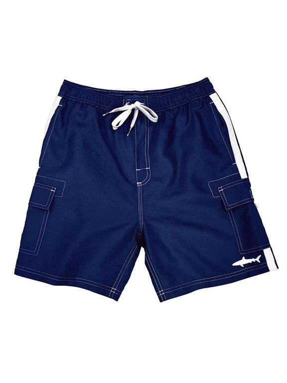 Boys Swim Trunks Quick Dry Boxer Shorts Fun Print Beachwear, Navy, Size: 8-10, Uzzi Active Wear