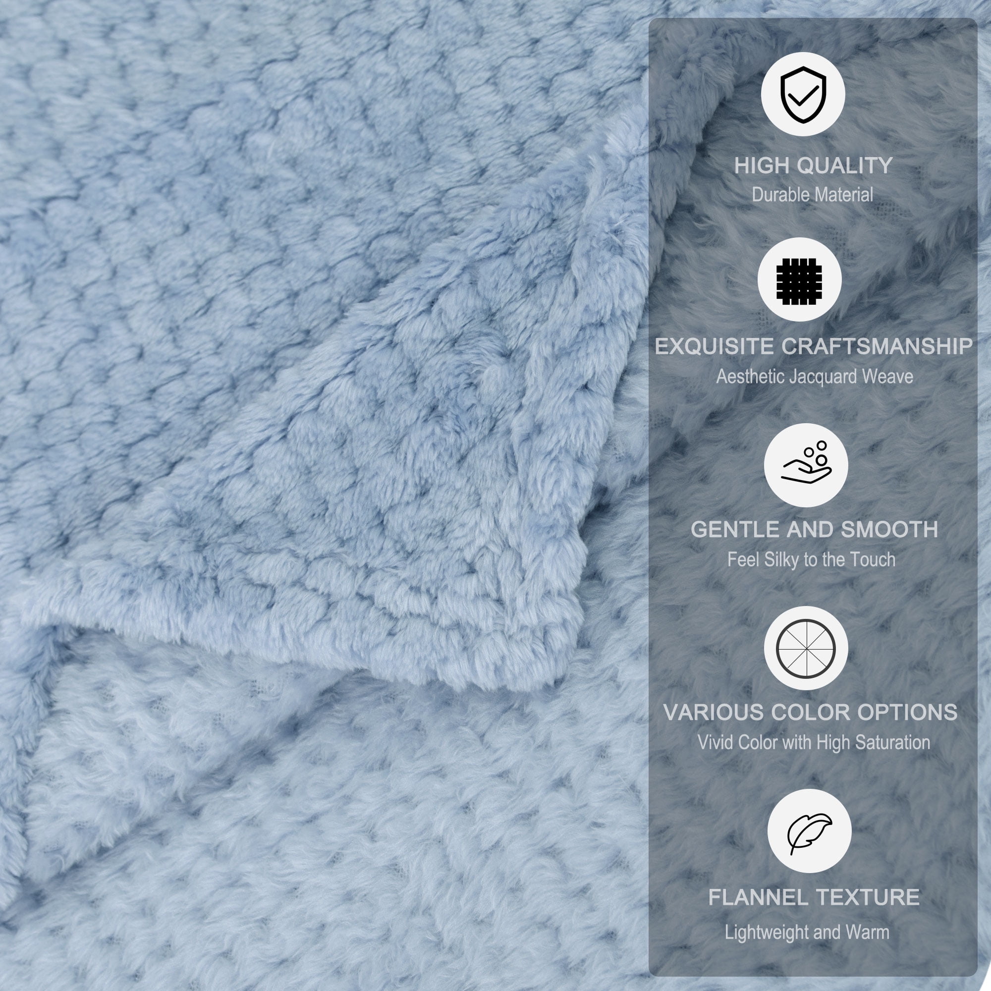 Unique Bargains Soft Flannel Fleece Velvet Blanket Smoked Blue 78" x 90"