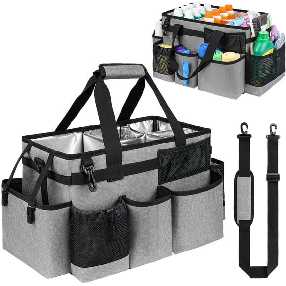 Bolsa organizadora Jaffzora de limpieza grande con asa, color gris