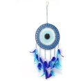 thumbnail image 1 of Atrapasueños de plumas azules tejido a mano para colgar en la pared, 1 of 4