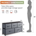 thumbnail image 3 of Dresser for Bedroom with 5 Drawers, Wide Chest of Drawers, Fabric Dresser, Storage Organizer Unit with Fabric Bins for Closet, Living Room, Hallway, Dark Grey, 3 of 8