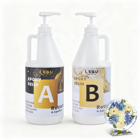 LEQU Epoxy Resin Epoxy Adhesive, 0.5-Gallon, 2 Pieces