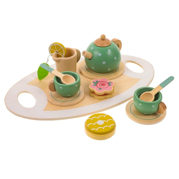 CIMAXIC Toy Tea Set 1 Set Wooden Toy Tea Set Afternoon Tea Set Toy Wooden Pretend Play Tea Party Set,11.54"X6.81"X0.2"