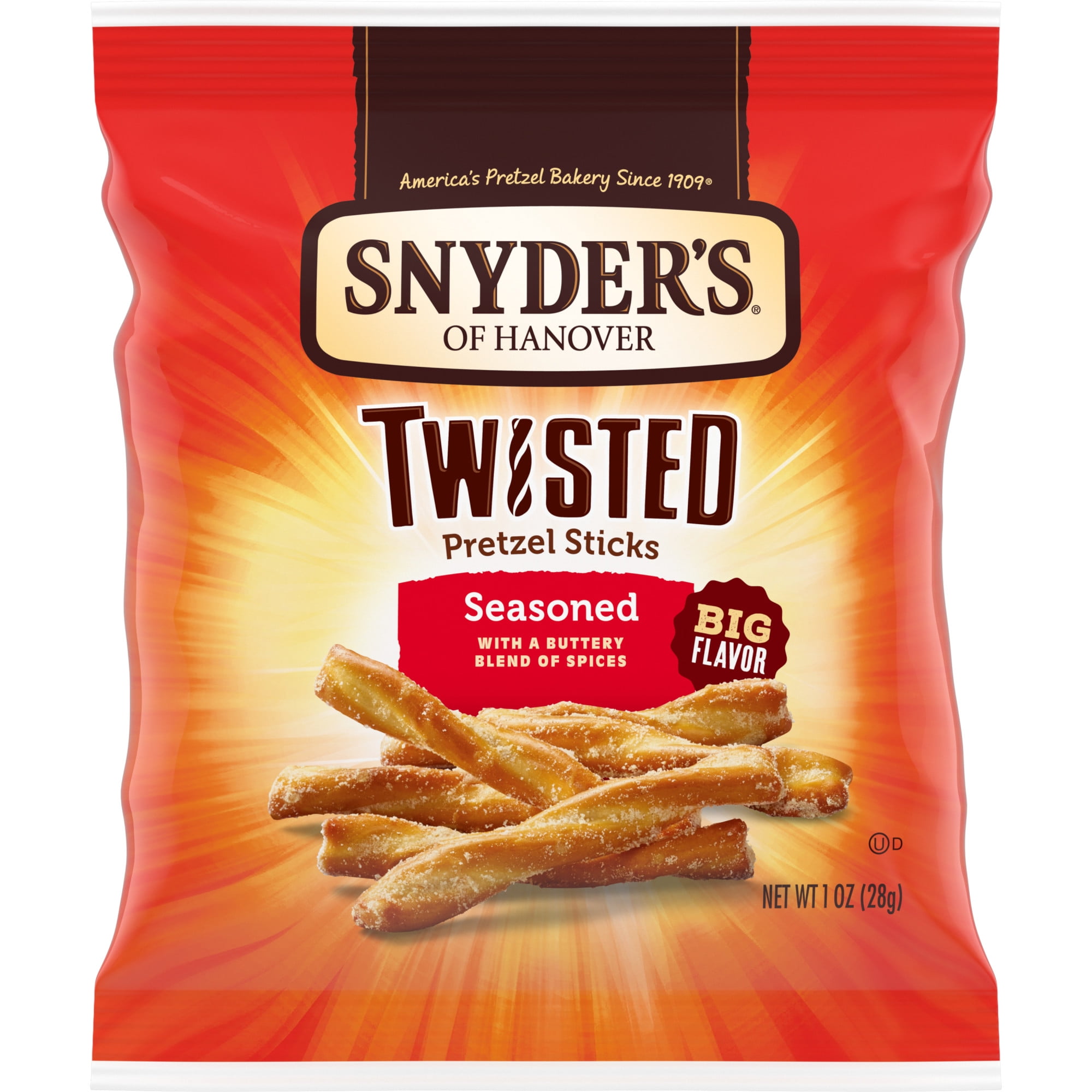 Snyder's of Hanover Pretzels, Seasoned Twisted Pretzel Sticks, Snack