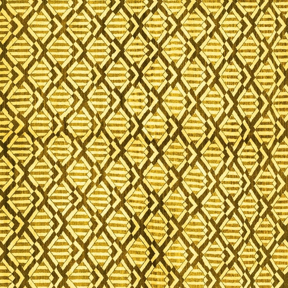 Ahgly Company Indoor Square Abstract Yellow Modern Area Rugs, 7' Square