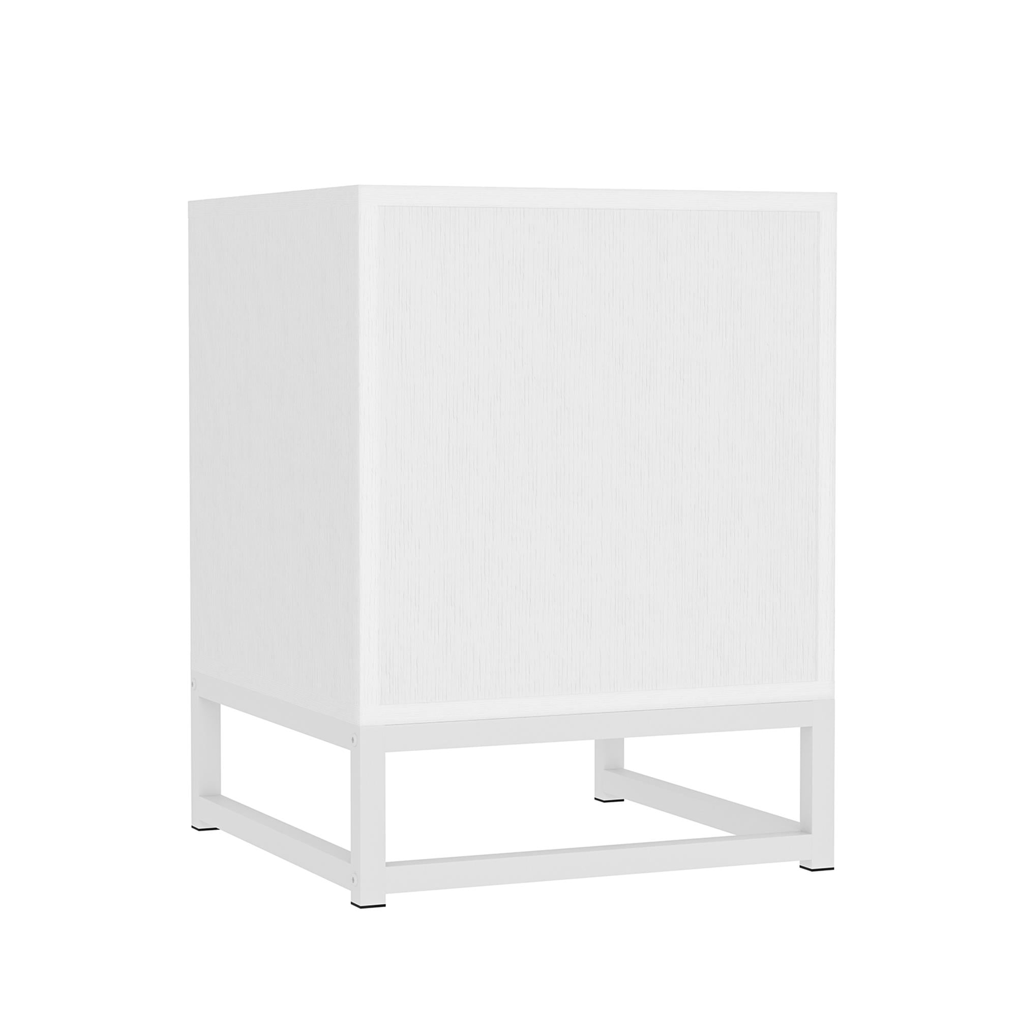 Finihen Rattan Nightstand Set of 2, Modern Boho Farmhouse Wood Bedside Table with 2 Drawer, Metal Frame Side End Table for Bedroom, Living Room, Office, White Finihen Rattan Nightstand Set of 2, Modern Boho Farmhouse Wood Bedside Table with 2 Drawer, Metal Frame Side End Table for Bedroom, Living Room, Office, White