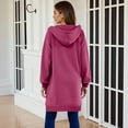 thumbnail image 6 of Titcea Lightweight Jacket Women, Full Zipper Drawstring Long Hoodies with Pockets Solid Color Casual Hooded Sweatshirt Winter Coat(S-2XL), 6 of 9