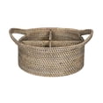 thumbnail image 6 of Kouboo Rattan Utensil Caddy with Built-in Handles, Handwoven Rattan, 4 Compartments, Tropical Centerpiece Basket, Black Wash, 6 of 6