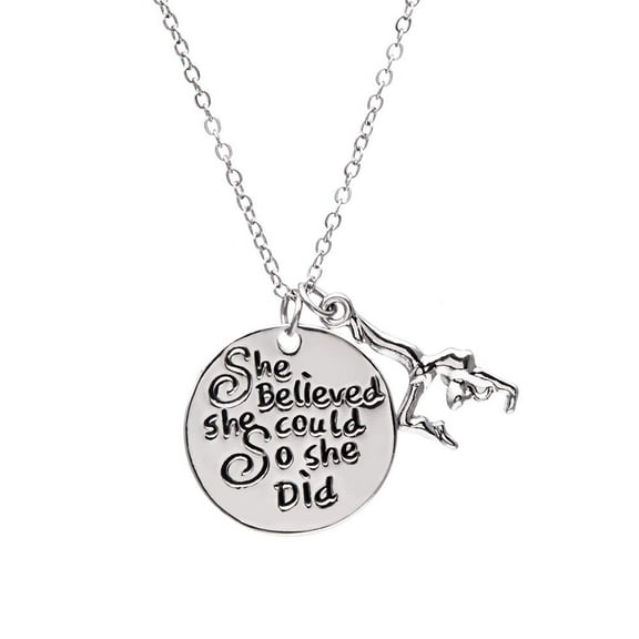 Sportybella Gymnastics Charm Necklace, Gymnastics Jewelry - She Believed She Could, So She Did Necklace for Gymnast