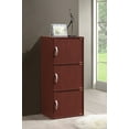 thumbnail image 2 of Hodedah 3-Shelf, 3-Door Multi-Purpose Bookcase Cabinet, Mahogany, 2 of 5