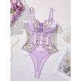 thumbnail image 3 of Purple Lace Bodysuit Lingerie Embroidered, 3 of 5