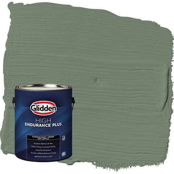Glidden HEP Lottery Winnings / Green Flat Exterior Paint with Primer, 1 Gallon