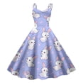 thumbnail image 1 of WILLBEST Vestidos De Verano Vestido Con Estampado Retro De Pascua Para Mujer, Estilo Belleza, Corte A, Con Cremallera Lateral Para Fiestas, Vacaciones Y Ropa Informal, 1 of 2