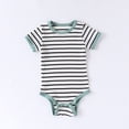 thumbnail image 2 of Angala Baby Girls Bodysuits Summer Short Sleeve Striped Romper Casual Outfit For 0 18 Months Soft Comfortable Playwear Breathable Cute Stylish Children Bodysuits 6-12 Months, 2 of 8