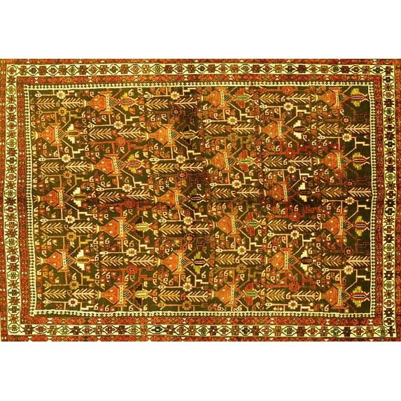 Ahgly Company Indoor Rectangle Persian Yellow Traditional Area Rugs, 5' x 8'