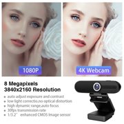 ZIQIAN 4K/8MP HD Webcam - Desk Top Camera/Gaming PC Camera/Pro Streaming Web Camera/ Xbox Camera/Webcam with Microphone with Privacy Cover and Tripod-Black