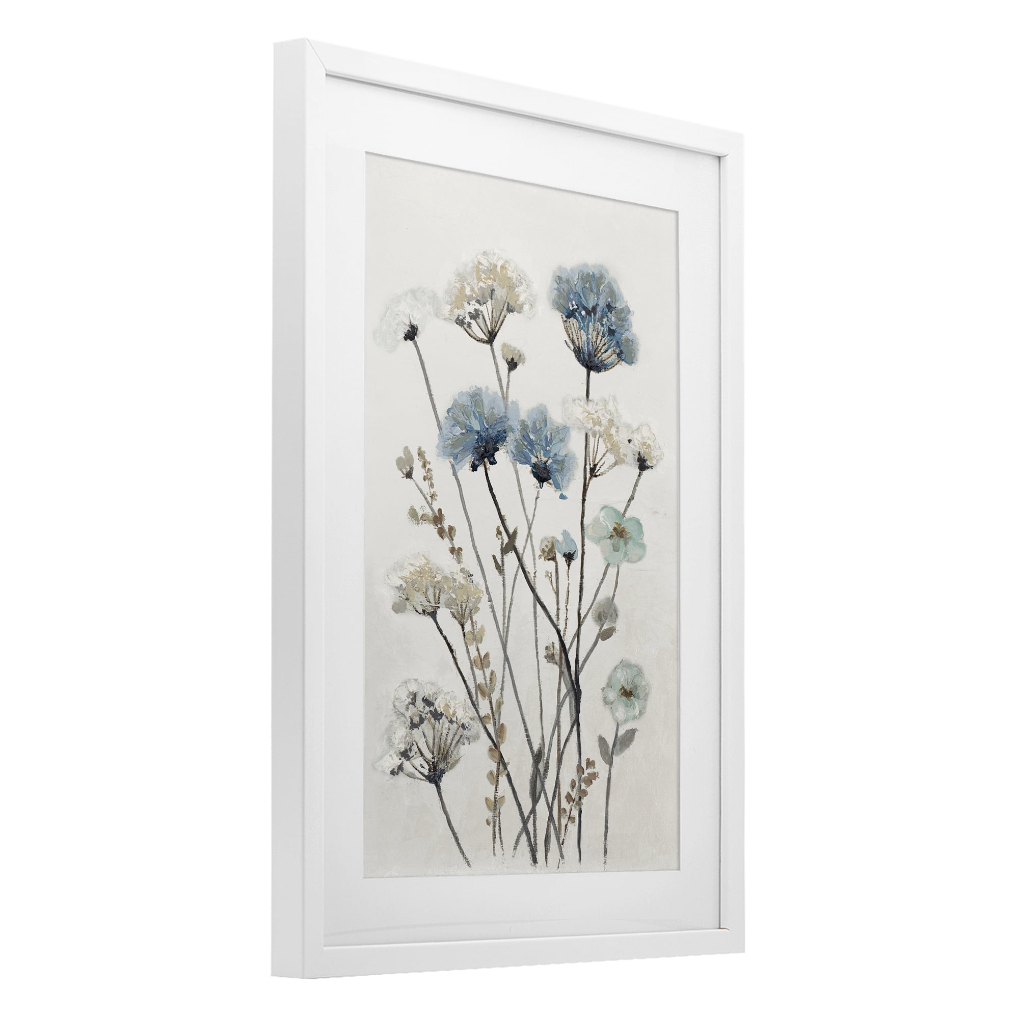 Stupell Industries Blue & Beige Garden White Framed Print Under Glass, design by Patricia Pinto