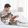 thumbnail image 6 of Susaid Woodland Forest With Deers Print Men's Long Sleeve Pajama Set, Two-Piece Button-Down Loungewear PJs Set, Comfortable Sleepwear for Relaxation-Medium, 6 of 7