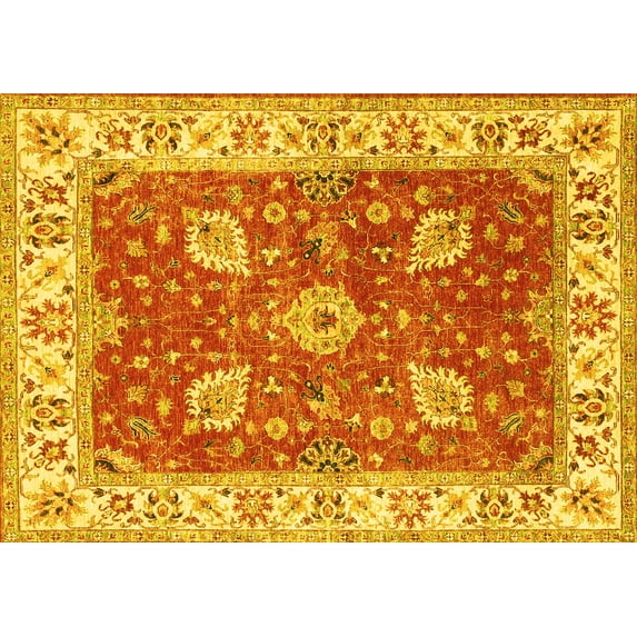 Ahgly Company Indoor Rectangle Oriental Yellow Traditional Area Rugs, 7' x 10'
