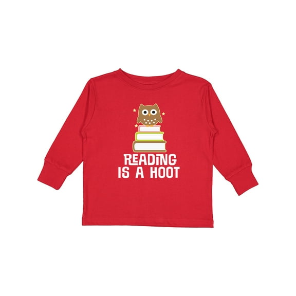 Inktastic Reading Is A Hoot Librarian Gift Girls Long Sleeve Toddler T-Shirt
