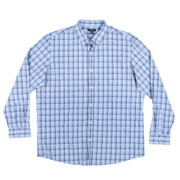 Alfani Men's Plaid Button Down Collared Long Sleeve Cotton Shirt Blue XXL New