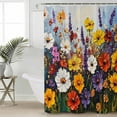 thumbnail image 2 of Small Stall Shower Curtain 36x78 Inch Narrow Half Size Vintage Wildflowers Bath Curtains Bathroom Decor Oil Painted Abstract Botanical Waterproof Fabric Shower Curtain Set with Hooks 36 Inch, 2 of 6