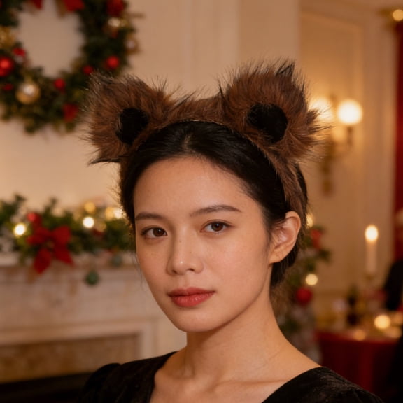 BESTYASH Brown Bear Ears Plush Headband Soft Animal Costume Accessory for Party, Cosplay, Dress Up