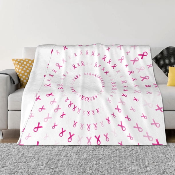 Fotbe Breast Cancer Awareness (4) Manta de Franela con Estampado, Manta Ultrasuave para Cama, Sofá, Auto, Hipoalergénica y Antibolitas-60"x50"