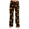 thumbnail image 2 of Women's Fall Wide Leg Pants, Pumpkin Printed Halloween Pajama, Elastic Waist Pants Casual Lounge Bottoms, 2 of 5