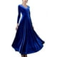 thumbnail image 2 of Vestido Largo De Manga Larga Con Cuello En V, Vestido Largo De Fiesta De Cintura Ajustada Con Encanto Fluido Para Boda Para Baile De Graduación Octpeak Azul rey L, 2 of 6