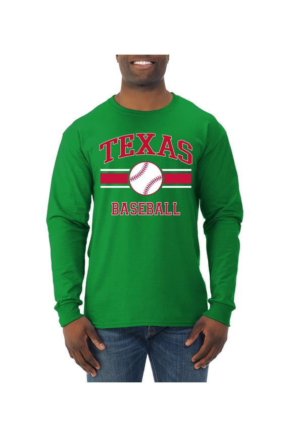 City of Texas Baseball Fantasy Fan Sports Men's Long Sleeve T-Shirt, Kelly, Medium