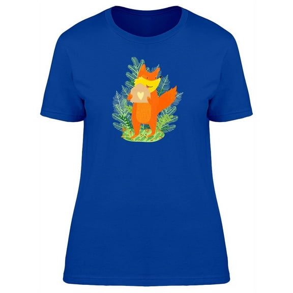 Fox Holding Letter Doodle T-Shirt Women -Image by Shutterstock, Female Small
