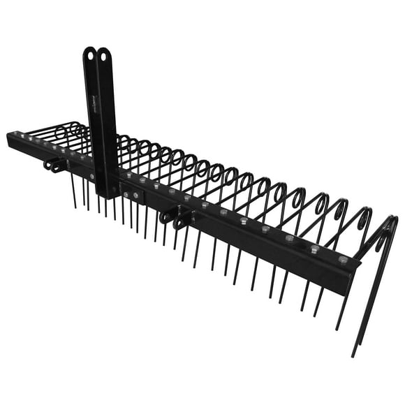 Field Tuff Inch AFTF-60PSR3PT, 3-Point, 60" Working Width with 26 Steel Tines-Rakes Pine Needles/Straw, Leaves, Grass, Black