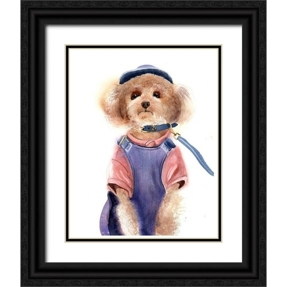 Shefranov, Olga 15x18 Black Ornate Wood Framed with Double Matting Museum Art Print Titled - Dog Wearing Clothes II