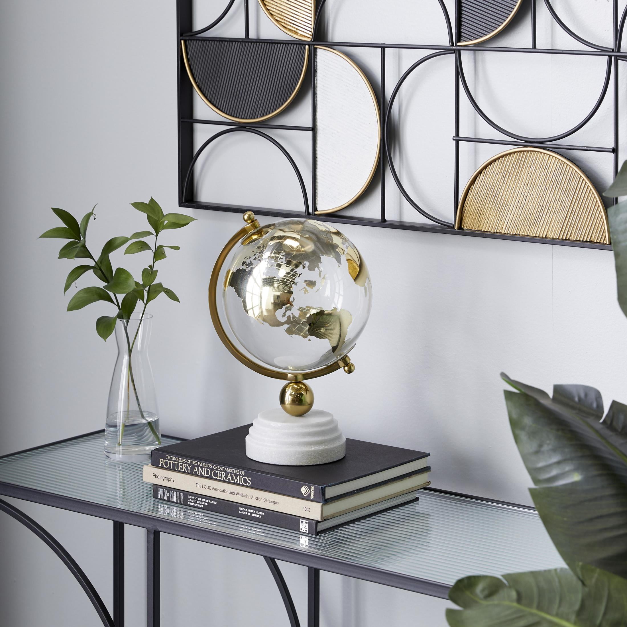 DecMode 8" Gold Globe with Marble Base and Tiered Base