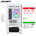 thumbnail image 5 of AIGAMEPC Gaming PC Desktop Computer, Intel Core i7 up to 4.0GHz, Radeon RX 580 8G, 16G RAM, 512GB M.2 SSD, BX3 550W 80PLUS Bronze PSU, WiFi 5, RGB Fan x5, Windows 11 Home, White Towers PC, 5 of 8