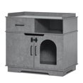 thumbnail image 1 of MCombo Cat Litter Box Furniture Hidden with Drawer, XL Pet Enclosed Litter Bench, Wooden Hideaway Extra Large Cat House, Cat Washroom Storage Bench for Indoor Cats CT46, 1 of 7