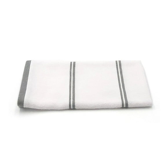 Trapo de Cocina Oxford marca Cottonella blanco con rayas color gris