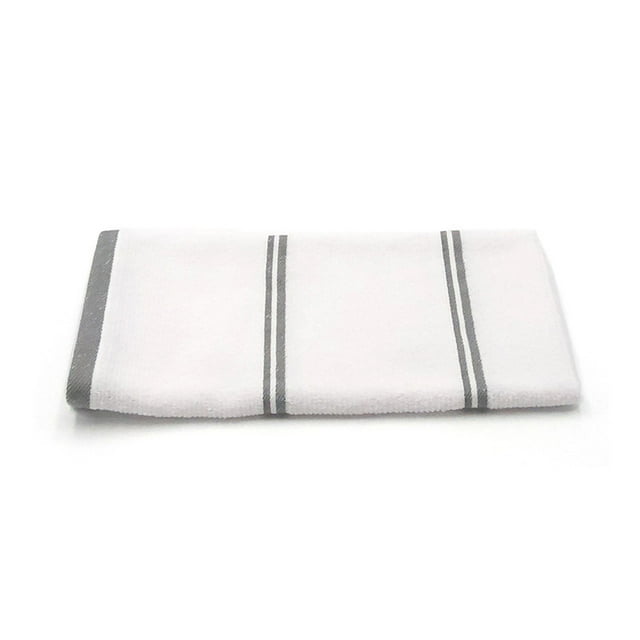 Trapo de Cocina Oxford marca Cottonella blanco con rayas color gris