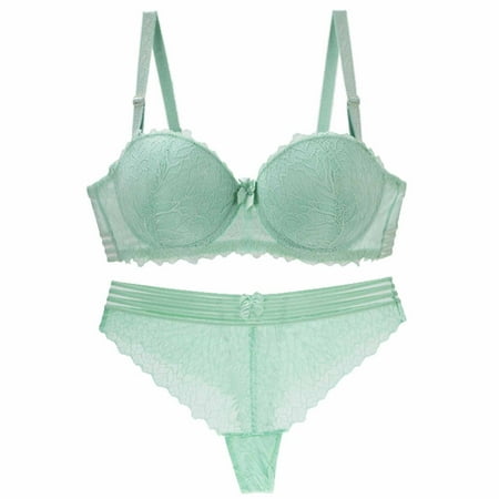 BOVXNPU Lingerie Womens Lingerie Ladies Sexy Suit French Sexy Ultra-thin Flower Pattern Underwire Thin Lace Bra Set