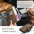 thumbnail image 5 of Asuwish Kickstand Hard Shell Wallet Cell Phone Case with Tempered Glass Screen Protector for Samsung Galaxy A35, Brown, 5 of 6