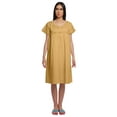 thumbnail image 1 of Moomaya Cotton Short Sleeve Nightdress For Ladies Solid Button Placket Nightwear, 1 of 4