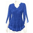thumbnail image 4 of Womens Long Sleeve Tops V Neck Blouse For 3/4 Sleeve Formal Sequin Mesh Glitter Plain Summer Fall Shirts T Shirts For Women, 4 of 4