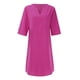 thumbnail image 4 of Vestido mini de algodón y lino con cuello en V para mujer - Manga corta, diseño informal/moda, verano/otoño, corte holgado, lavado a mano, disponible en tallas S-XXL, 4 of 8